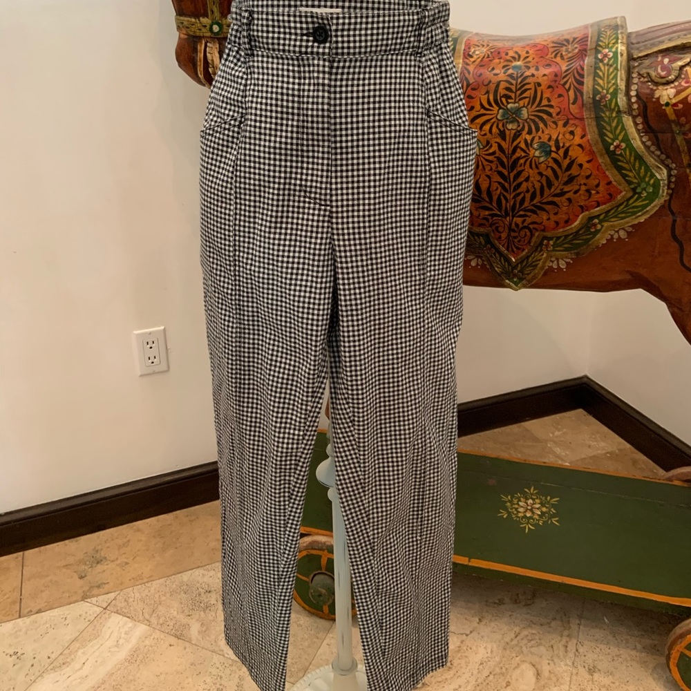 Black Checkered High Waisted Pants